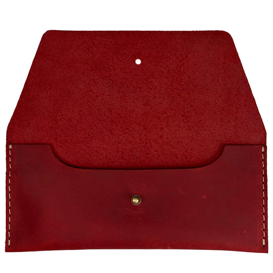 Thot Ra Leather Cash Envelope Wallet, Money Pouch Reusable Budget Envelope Wallet, Leather Cash Holder With One Slot Holder, Handmade, Full Grain Leather Vintage (Red)