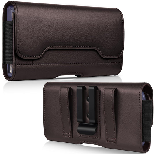 ACCKUO Leather Phone Holster with Strong Metal Belt Clip and Card Holder Compatible with iPhone 17 16 15 14 13 12 and Pro, Galaxy S26 S25 S24 S23 S22 S21 S20 for Everyday Protection, M-Coffee