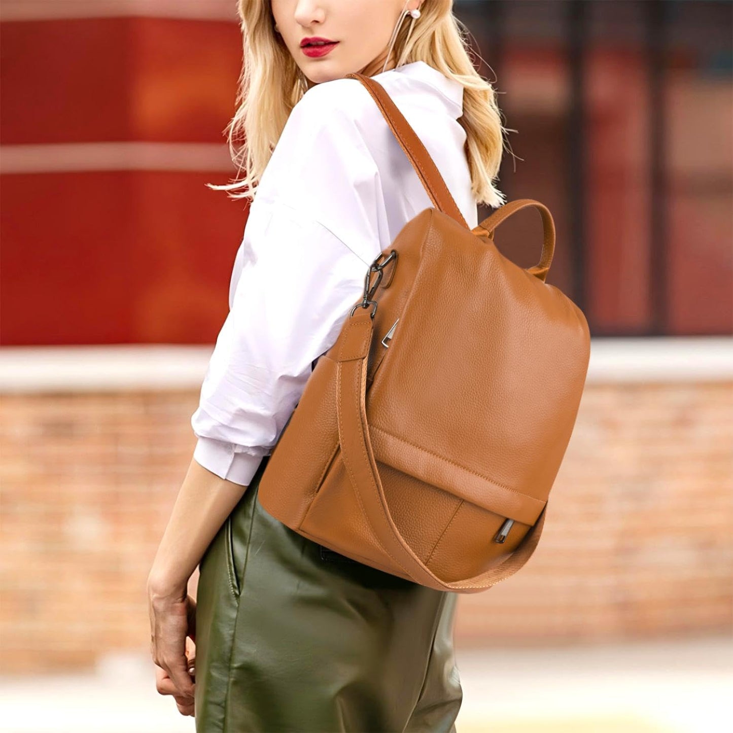Wesccimo Genuine Leather Antitheft Backpack Purse For Women