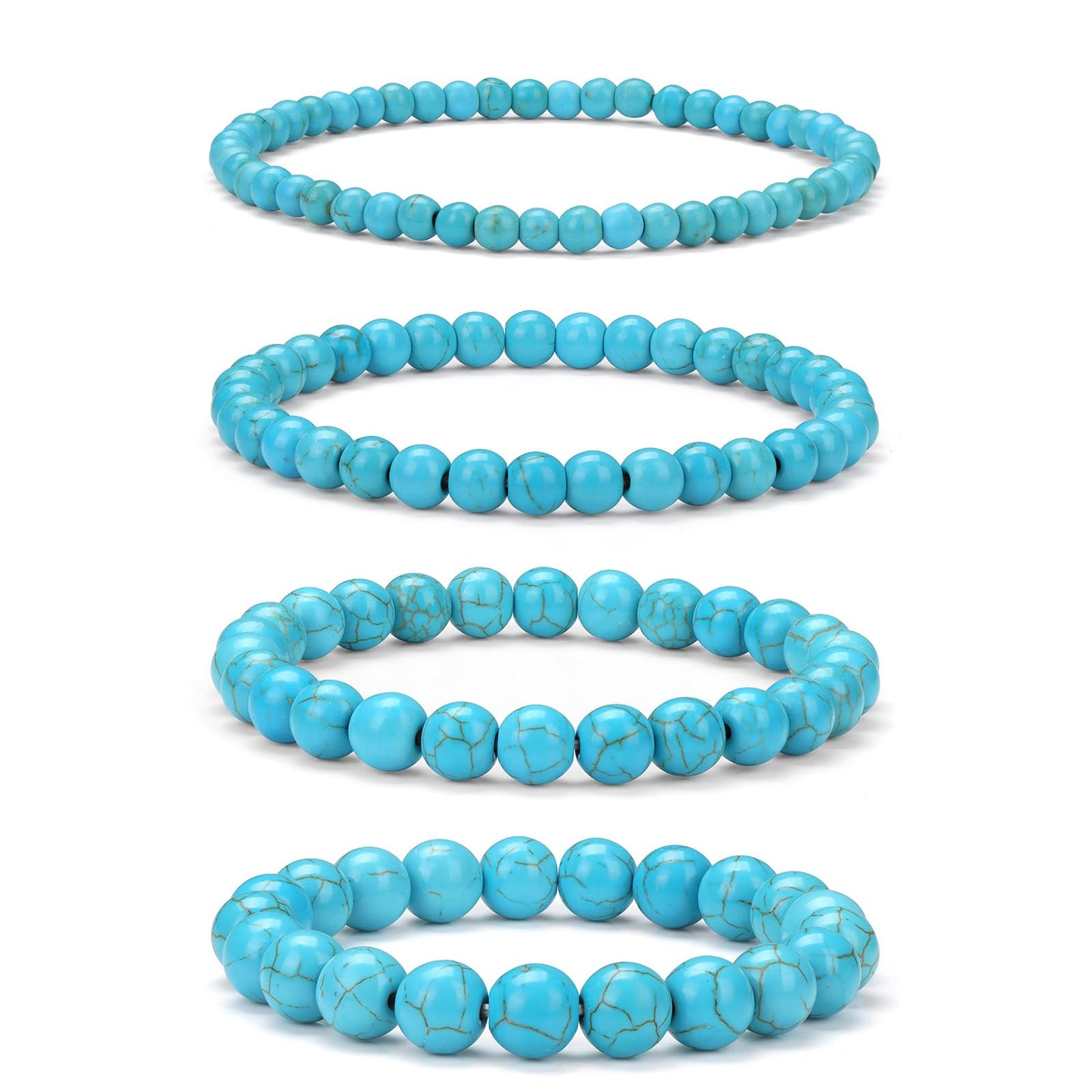 Vinswet 4pcs Beaded Bracelets for Women,Natural Healing Crystal Gemstones Bracelet,Anxiety Stress Relief Bracelet Handmade purple Jewelry Gifts for Women