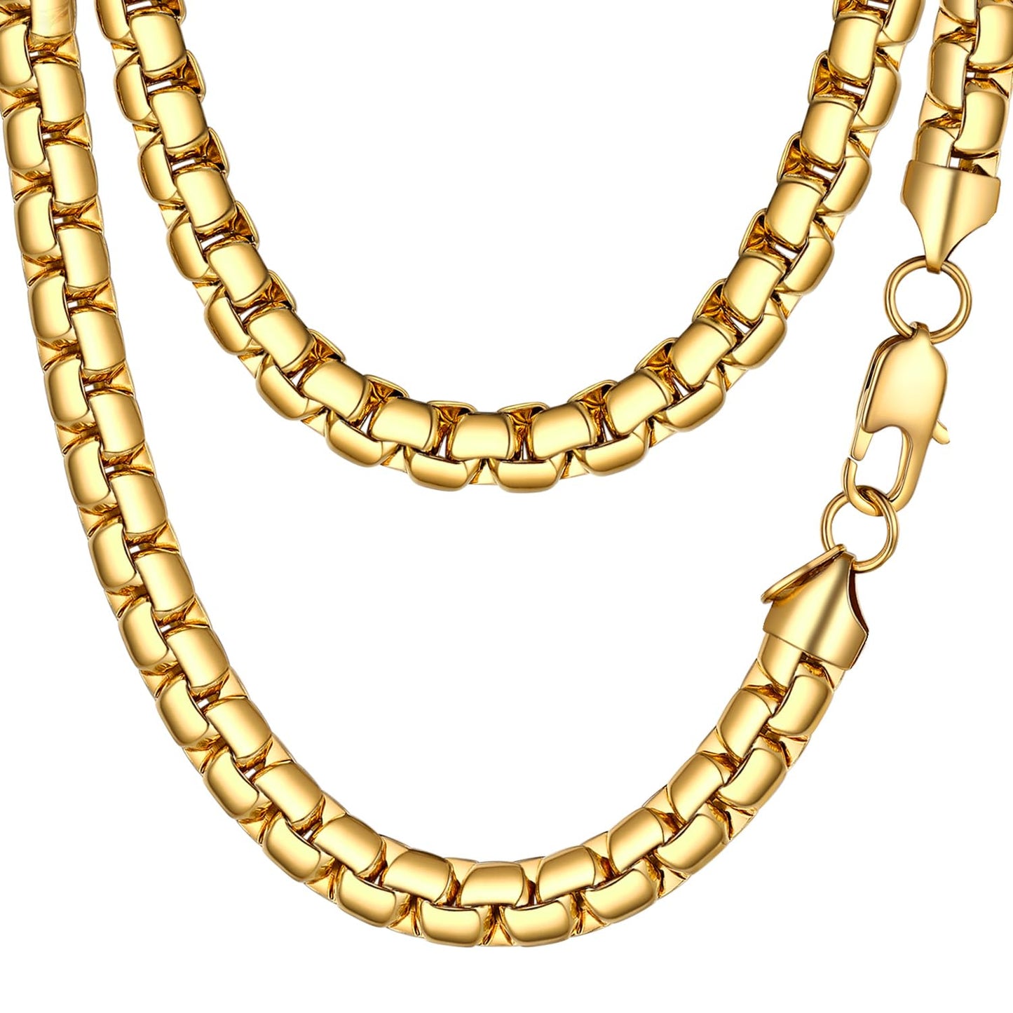 PROSTEEL Stylish Stainless Steel Flat Link Chain Necklace for Men, 2mm/4mm/6mm/8mm. Silver/18K Gold/Black, Hypoallergenic Jewelry, 14"-30", Come with Box.30in