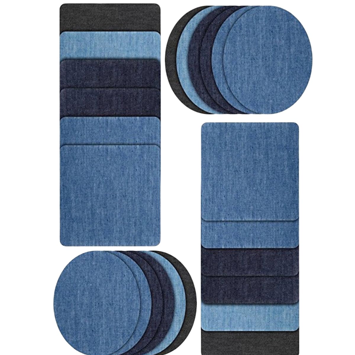 Amcupider Denim Iron On Patches for Jeans Inside Repair Heavy Duty Invisible Fabric Patch for Clothing Jackets Bags Jean Patches (12 pcs Oval and 12 pcs Rectangle)