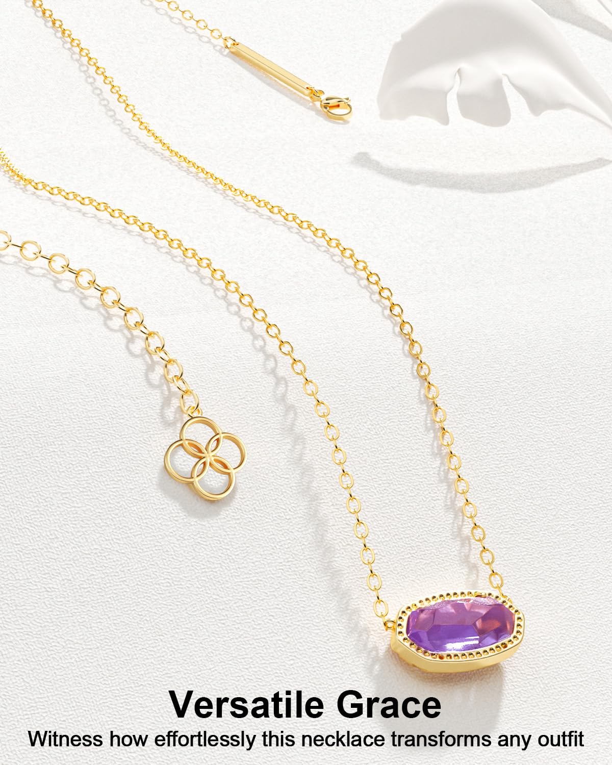 AICase 18K Gold Plated Pendant Necklace for Women, Fashion Jewelry, Anniversary & Birthday Gifts, Purple