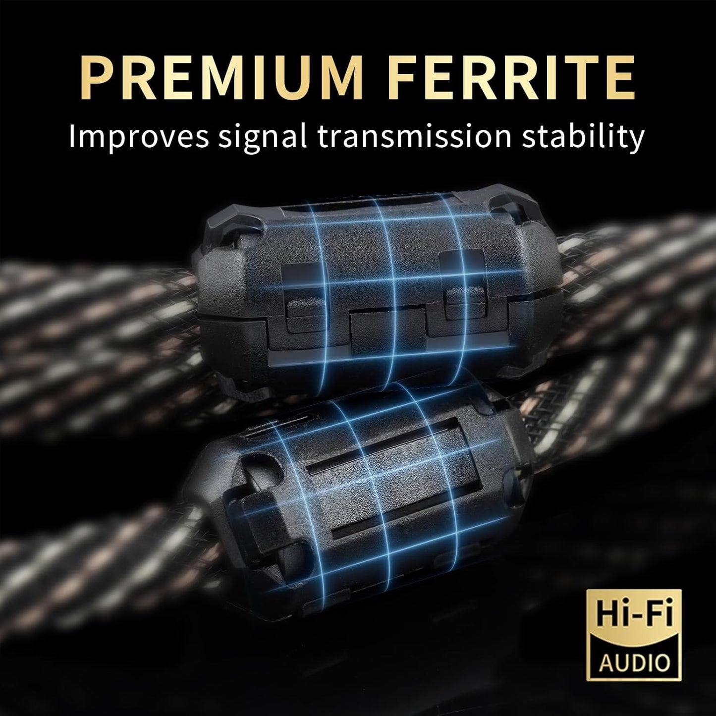 1.64ft 2RCA Male,15 AWG,4N Core,24K Player,Turntable(1.64ft/0.5m) Audiophile HiFi Audio RCA Cables - Male to OFC