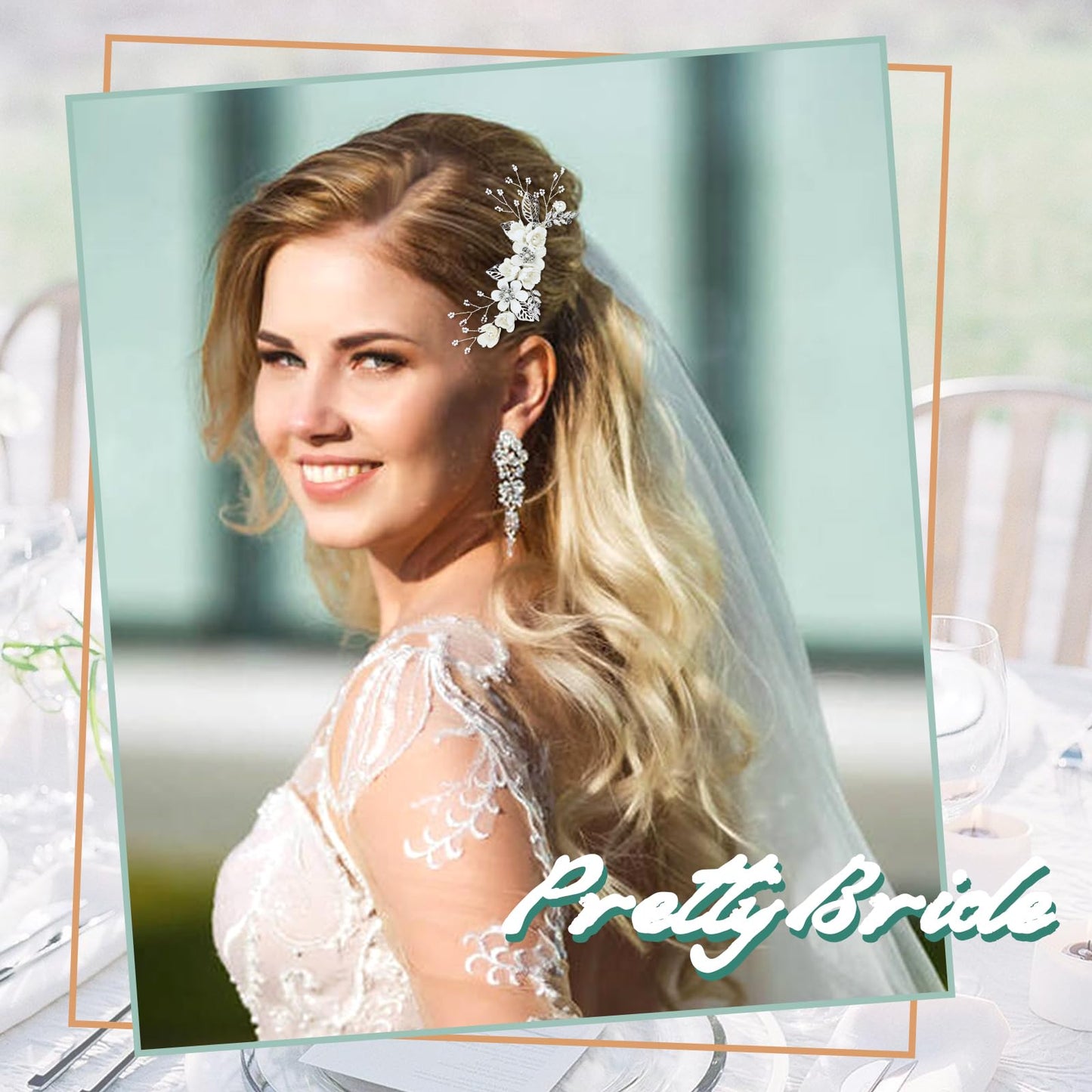 inSowni 20 Pieces Rhinestone Pearl Bridal Wedding Party Prom White Flower Hair Side Combs Slides +U-shaped Floral Hair Pins+Twist Spiral Pearl Hairpins Headpieces for Brides Bridesmaids Girls Women