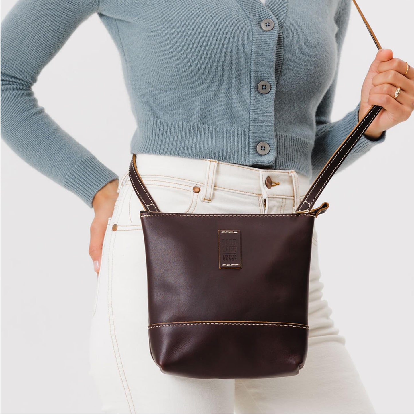 Portland Leather Goods Festival Bag – Lightweight Leather Crossbody Purse & Shoulder Bag with Zipper Closure & Double-Layer Adjustable Strap – Handmade from the Finest Full-Grain Hides – Grizzly