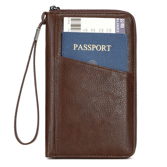 Family Passport Holder for Travel Women and Men RFID Passport Holder with Zipper Passport Case Passport cover Passport Wallet Travel Essentials and Accessories(Family,Coffee)