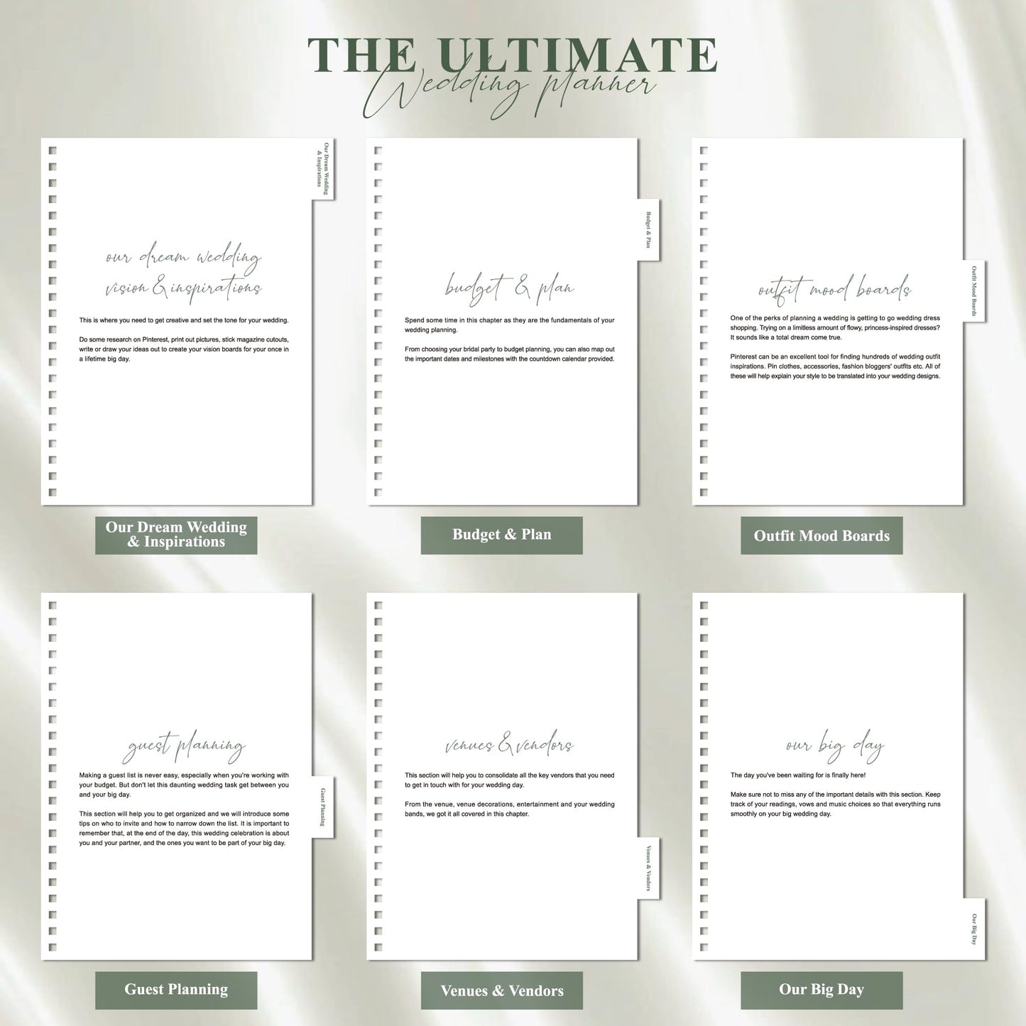 Bride Squad Wedding Planner Book and Organizer | Bridal Wedding Planner Book with Countdown Calendar & Checklists | A Meaningful Engagement Gifts for Couples, Green & White Floral