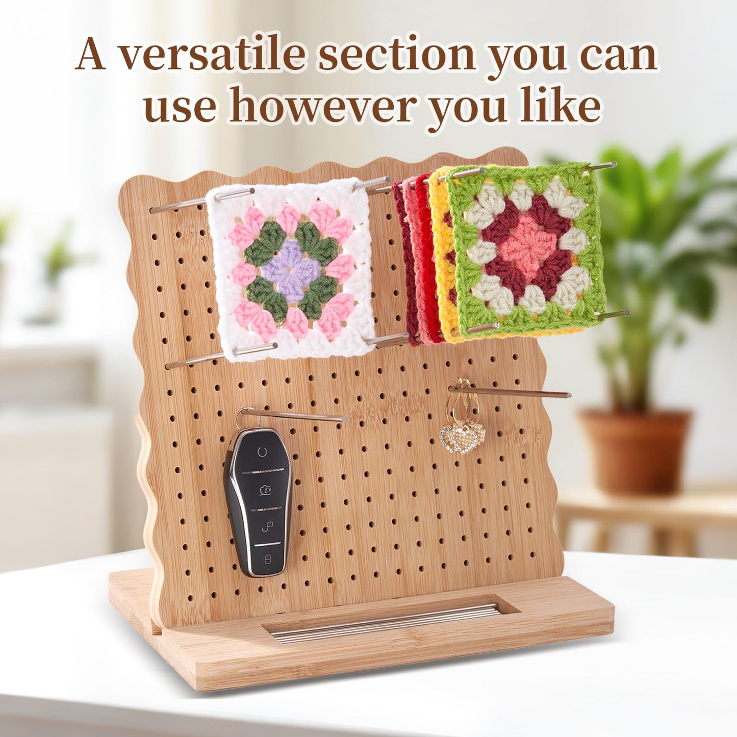 Canhakela Granny Square Blocking Board for Crochet Projects - 9.25" Wooden Crochet Blocking Board with 20 Stainless Steel Steel Pegs - Essential Knitting & Crochet Supplies for Precise Shaping and Blocking Mats Replacement