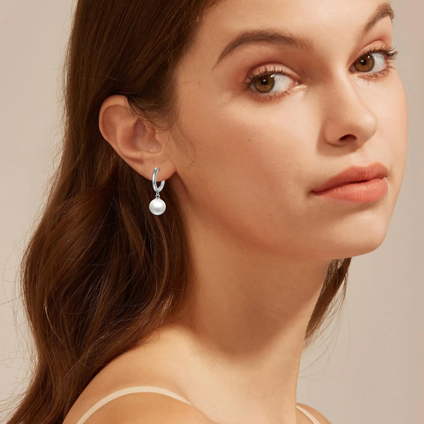 925 Sterling Silver Black Pearl Hoop Earrings Dangle Drop Jewelry Gifts for Women (Pearl)