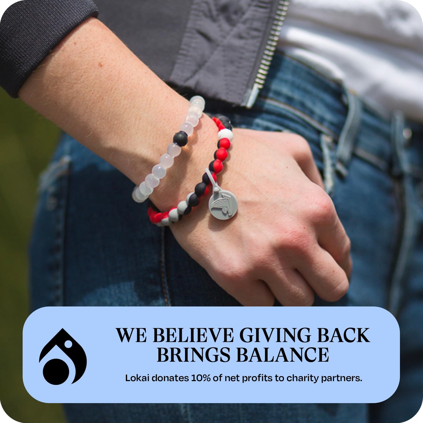 Lokai Silicone Beaded Bracelet for Men & Women, NFL Football Collection - Atlanta Falcons, Medium - Silicone Jewelry Fashion Bracelet Slides-On for Comfortable Fit