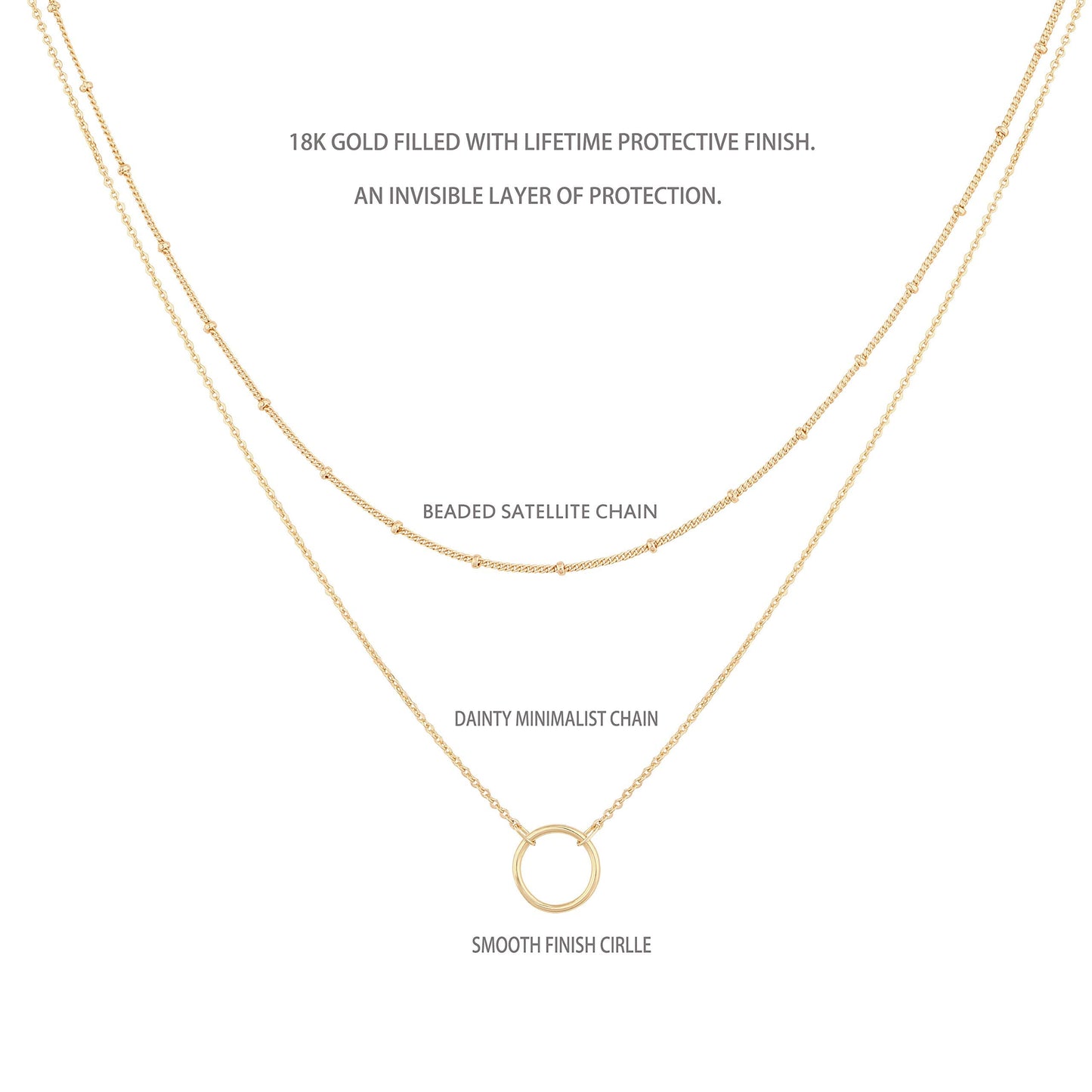 MEVECCO Gold Layered Choker Necklace for Women,18K Gold Plated Cute Dainty Karma Round Circle Disc Charm Small Beaded Satellite Chain Minimalist Choker Necklace