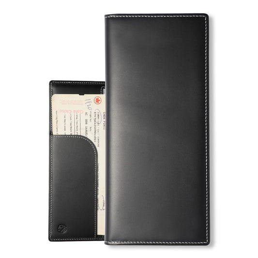 Leather Passport Holder for Travel with AirTag Holder, RFID Blocking Passport Wallet with Card Slots for Men & Women (Black)