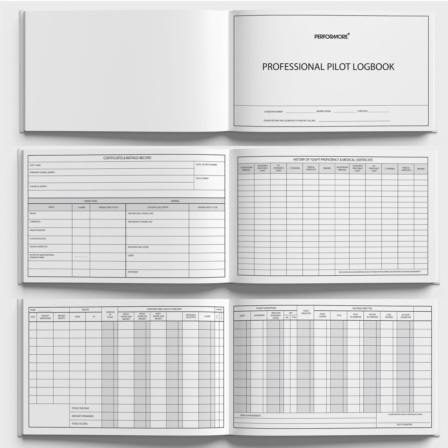 Professional Flight Log 11" x 6.75" x 1" – 150 Pages | Faux Leather Pilot Journal | Durable 150-Page Aviation Record Book | Compact Airplane Log for Student & Private Pilots | Aviation Logbook for Aircraft & Training Use