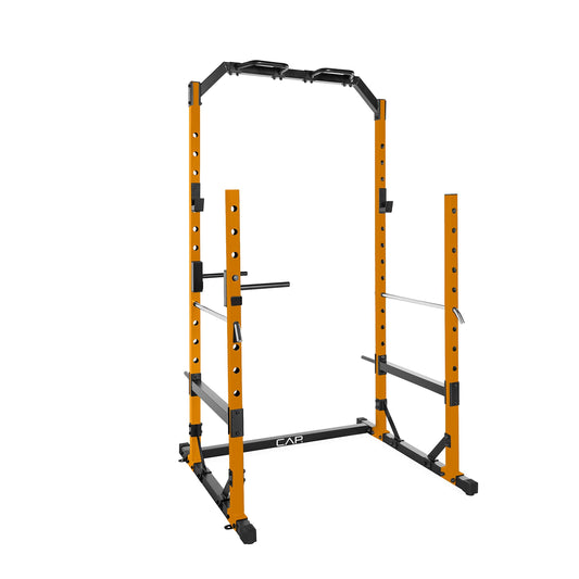 CAP Barbell Multi-Use Power Rack – Heavy-Duty Power Cage with Pull-Up Bar, Dip Handles, and J-Cup Catches – Strength Training Gym Rack for Home or Garage Gym | Orange