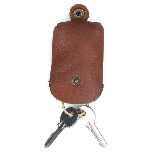 CestAntiQ Handmade Leather Key Sleeve Vintage Key Cover, Protective Key Case Stylish Key Ring Holder Durable Leather Key Organizer Custom Key Fob Protector for Men Women (Tan)