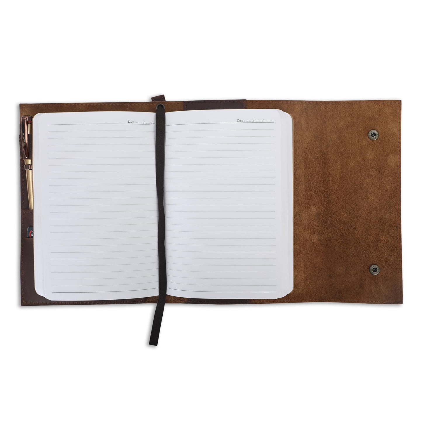 CestAntiQ Rustic Leather Journal Cover for A5 Notebooks Fits 5.75 x 8.25 Inch Sketchbooks 5.5 x 8.2 Inch Pads Refillable Organizer with Pen Loop 5 Card Slots Gift for Writers Professionals Brown