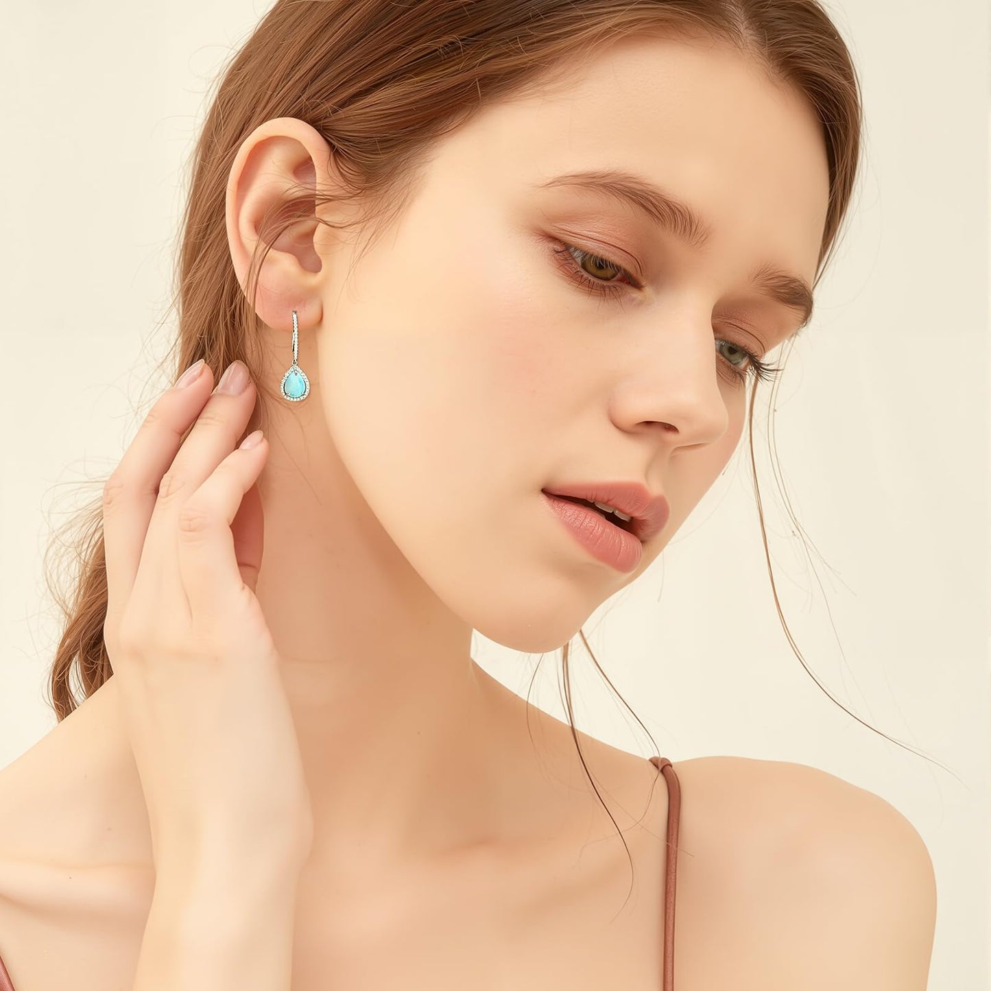 Gemsme Larimar 925 Sterling Silver Gemstone Drop Earrings for Women