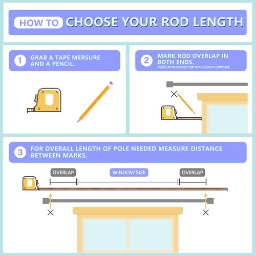 Byondeth Adjustable Curtain Rods - 16 to 200 Inches, 1 Inch Diameter, Antique Bronze Finish