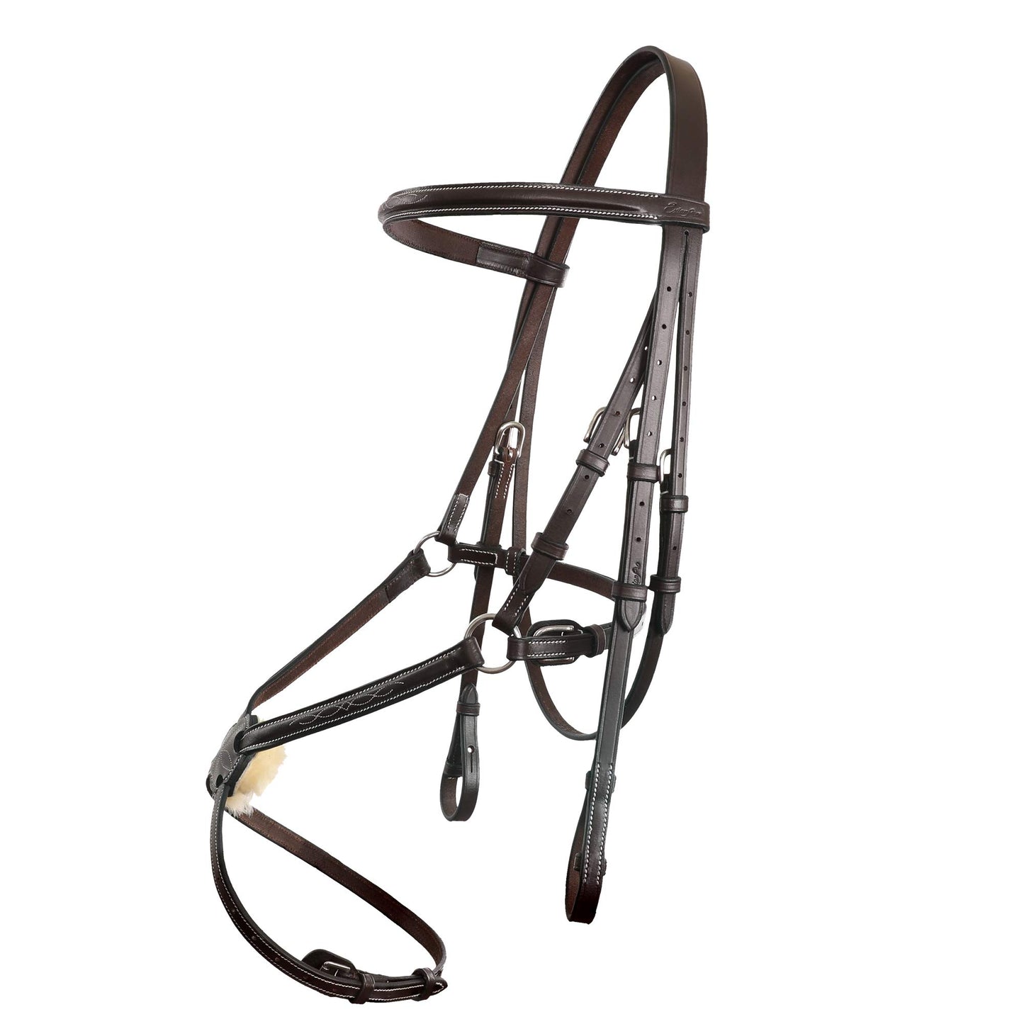 Exion Figure 8 Horse Bridle with Leather Laced Reins | English Jumping Bridle with Figure 8 Noseband | Black, Brown Equestrian Bridle for Horses, Cob, Pony & Oversize