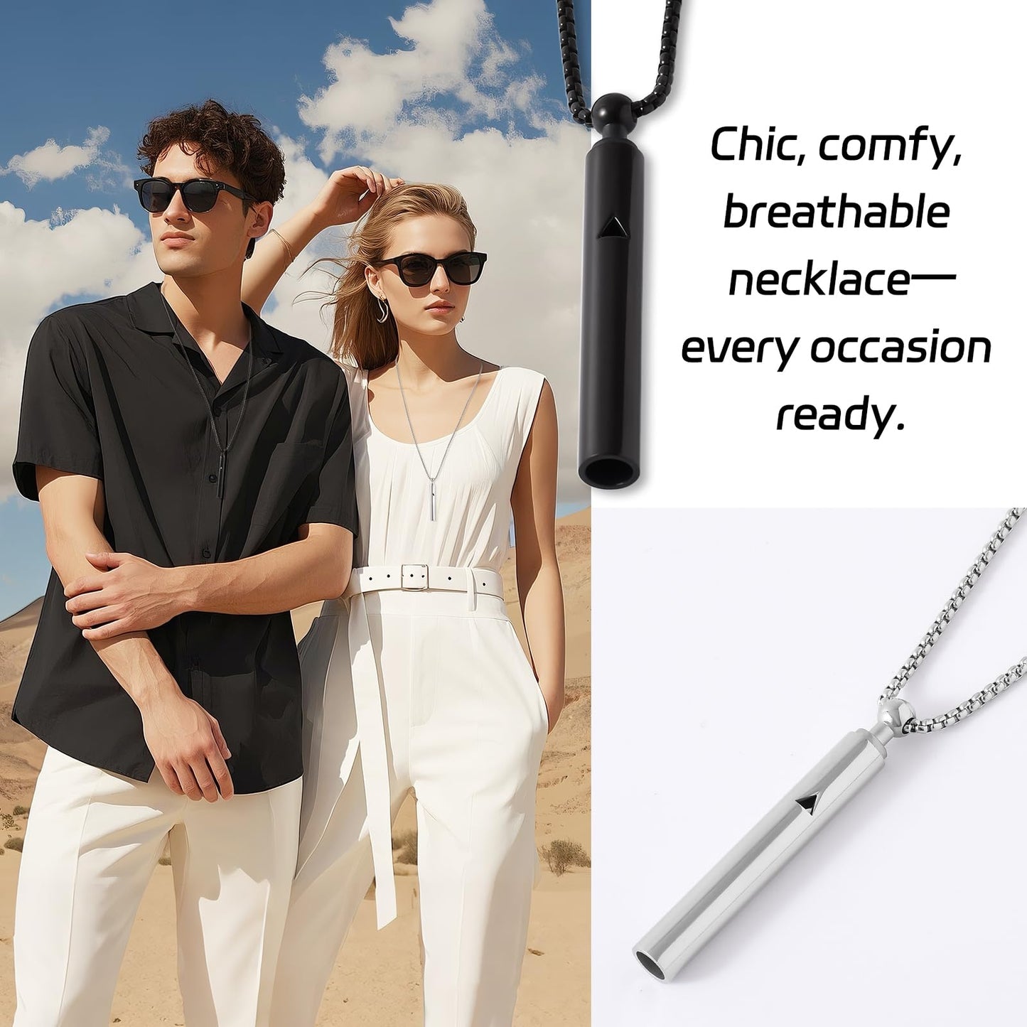 AD ADASTONE Breathing Necklace for Anxiety Relief Breathlink Anti Smoking Necklace Stop Smoking Aids Quit Vaping Tools for Smoking Cessation Fum Vaporless Inhaler for Natural Calm Stress Relief