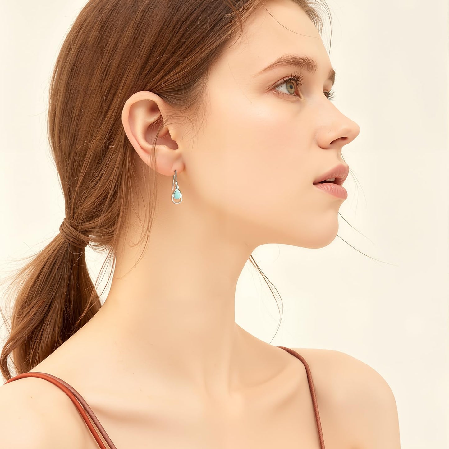 Gemsme Blue Larimar Dangle Earrings - 925 Sterling Silver Hypoallergenic Teardrop Drop Earrings for Women