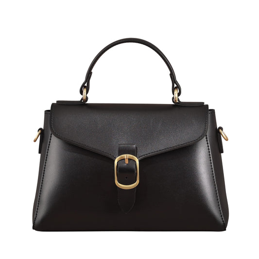 Vintage Vegan Leather Flap Top Handle Bag For Women Black Retro Satchel Casual Purse Simple Shoulder Classic Handbag