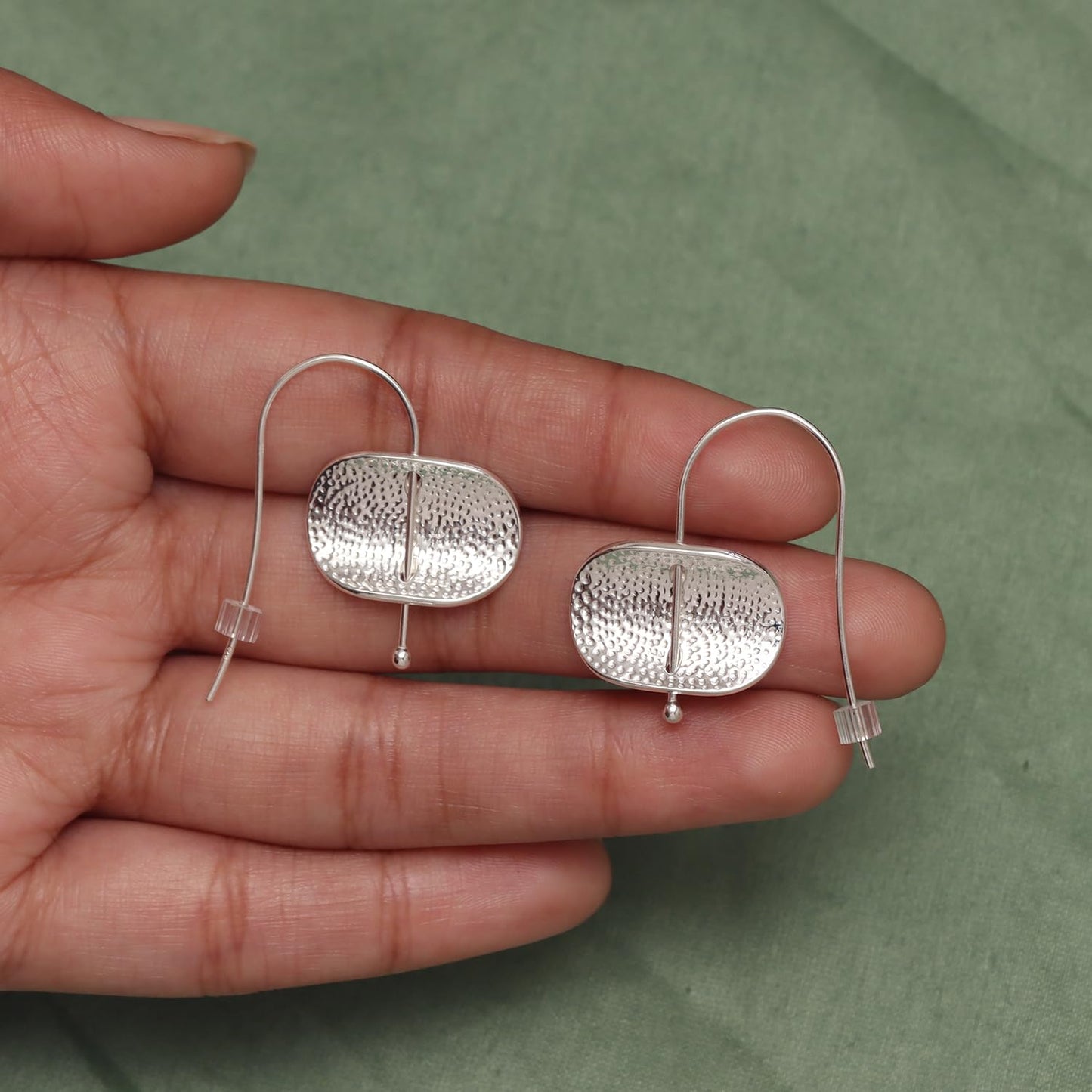 LeCalla 925 Sterling Silver Jewelry Concave Disc Handmade Drop Earring Lightweight Minimalism Creative Hook Earrings for Women 35 MM