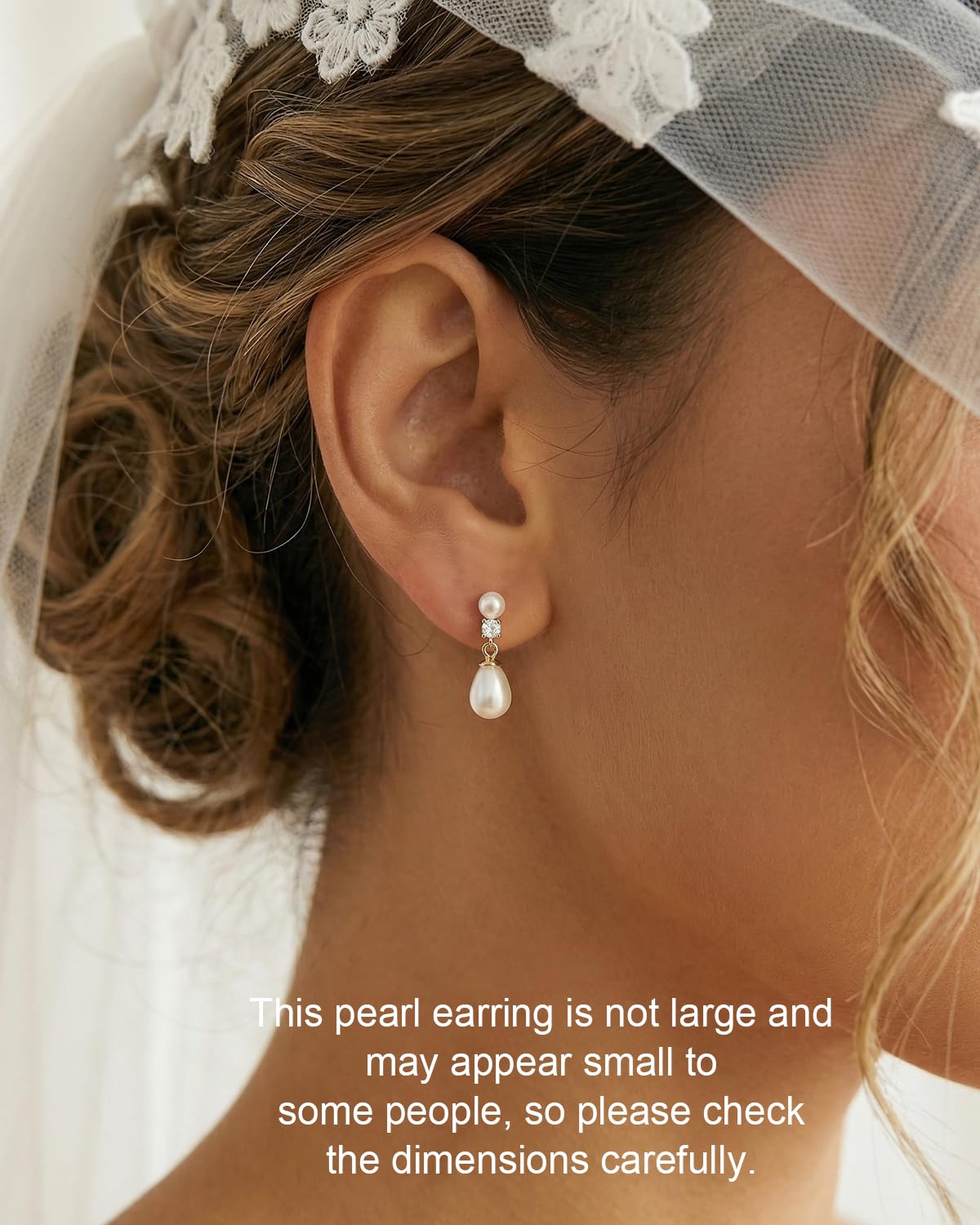 PRTGL Pearl Earrings - 14K Gold Plated Pearl Drop Wedding Earrings for Bridal Bridesmaid Women