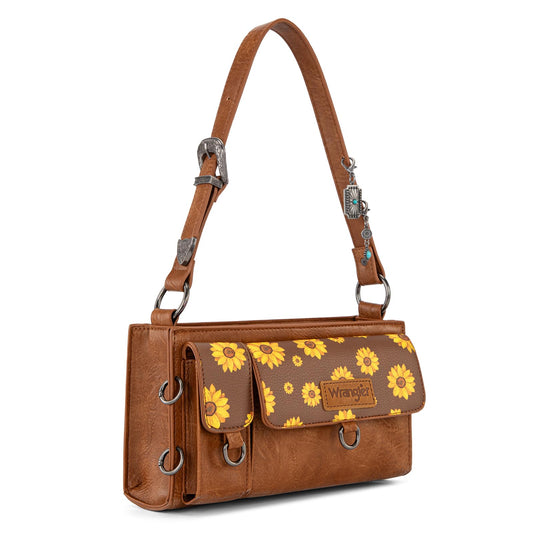 Wrangler Small Shoulder Bag Y2K Purse Cute Western Purses for Women Mini Handbags with Detachable Charms, Sunflower WG-HB-300-523-3-BR
