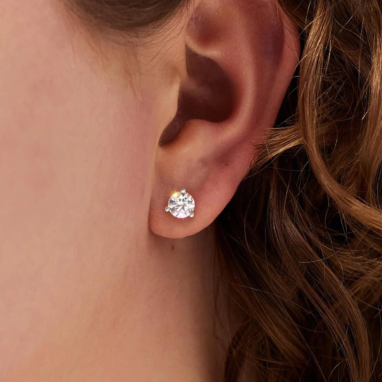 KRKC 1-2ct Moissanite Stud Earrings, D Color VVS1 Clarity, Lab Created Diamond Stud Earring for Women, 14K White Gold S925 Sterling Silver Earrings Friction Back for Women Men, Hypoallergenic