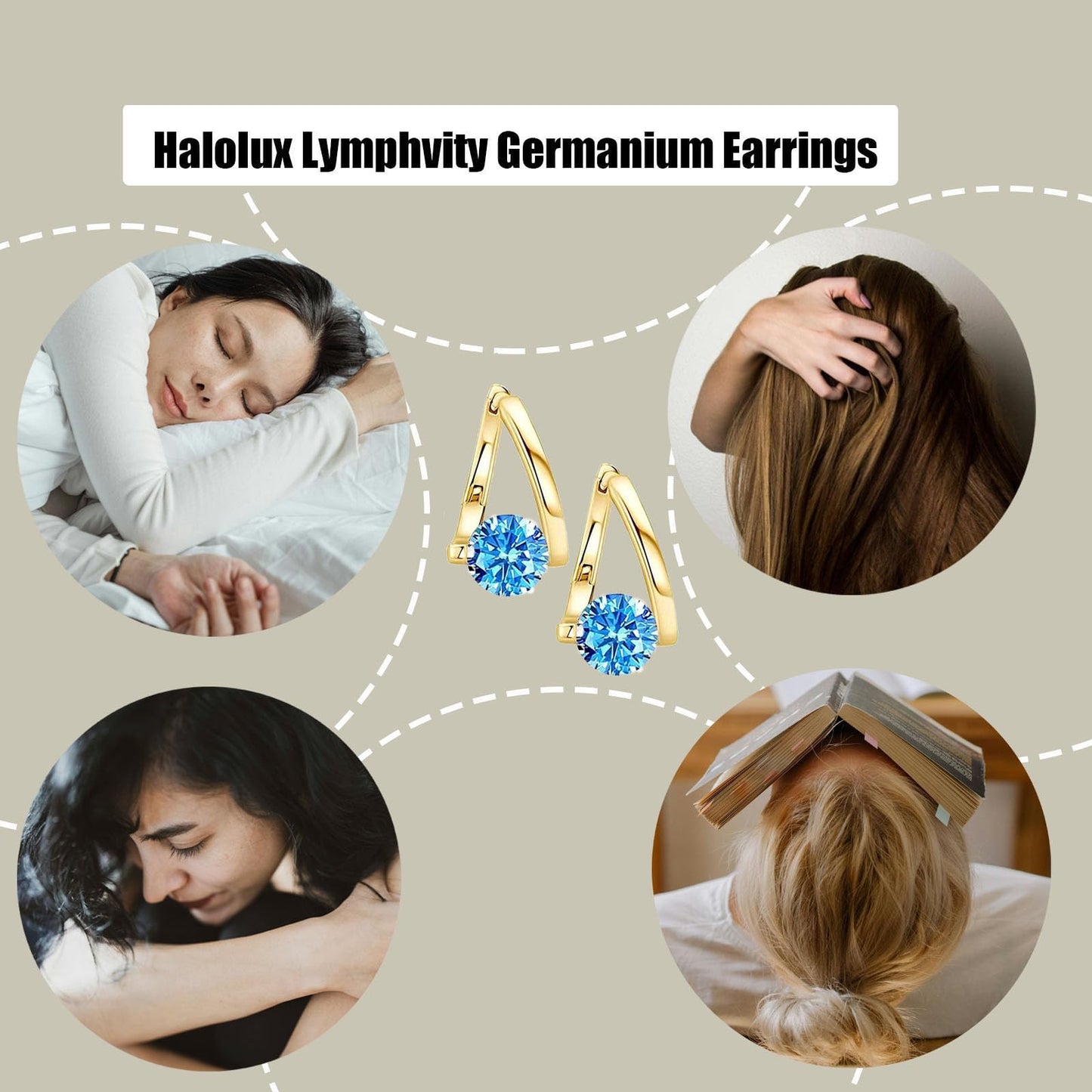 2 Pairs Halolux Lymphvity Germanium Earrings,Halolux Lymphvity Drainage Cubic Zirconia Earrings Lymphati Activity Hoop Earrings for Women Lymphvity Therapy Earring Jewelry (Blue)