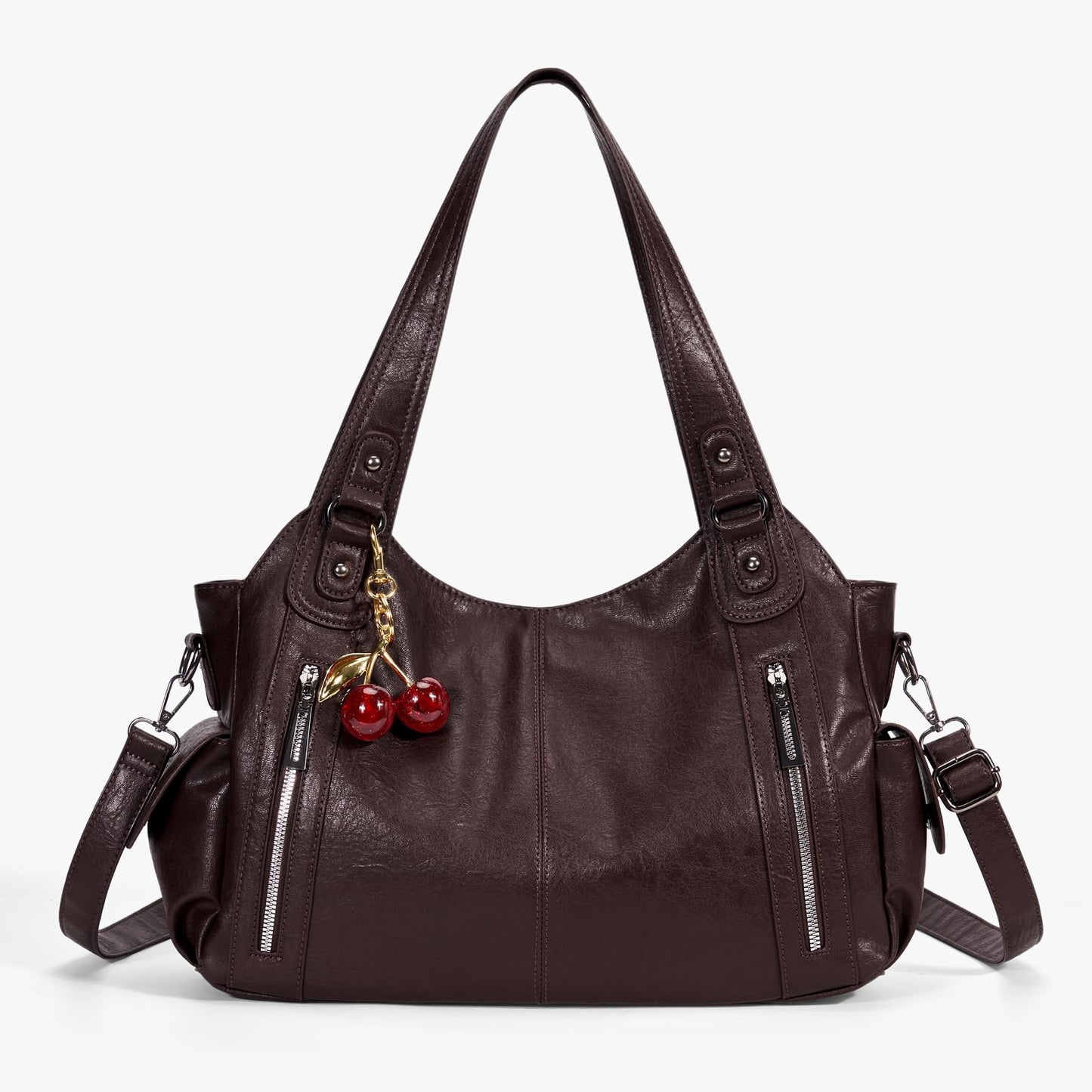 BBIQI Slouchy Hobo Shoulder Bag for Women Soft Leather Purse and Handbags Punk Style Tote Bag Crossbody Y2k Bags (Coffee)