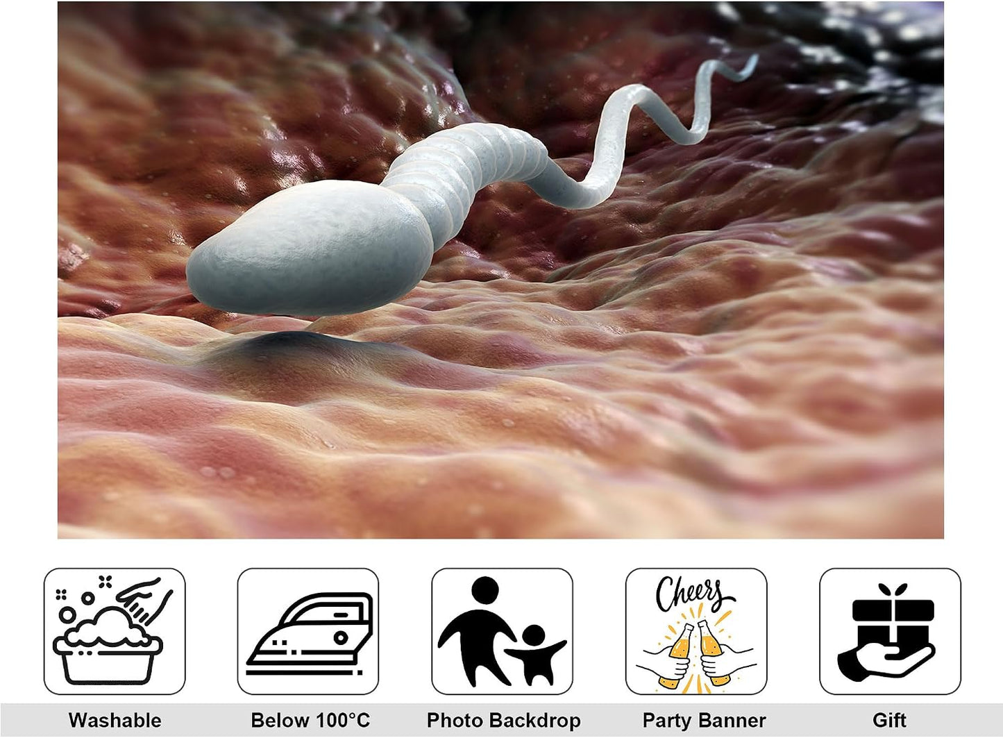 KeyWork 5x4ft Sperm Cell Backdrop Microscopic Reproductive Tissue View Photography Background for Medical Conference