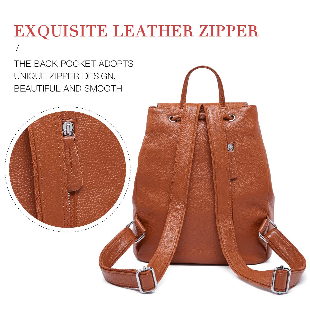 BOYATU Women’s Full-Grain Leather Backpack Purse, Minimal Structured Design, Work Commuter & City Travel, Compact Everyday Essentials, Fashion RFID Pocket Bag ((Brown)
