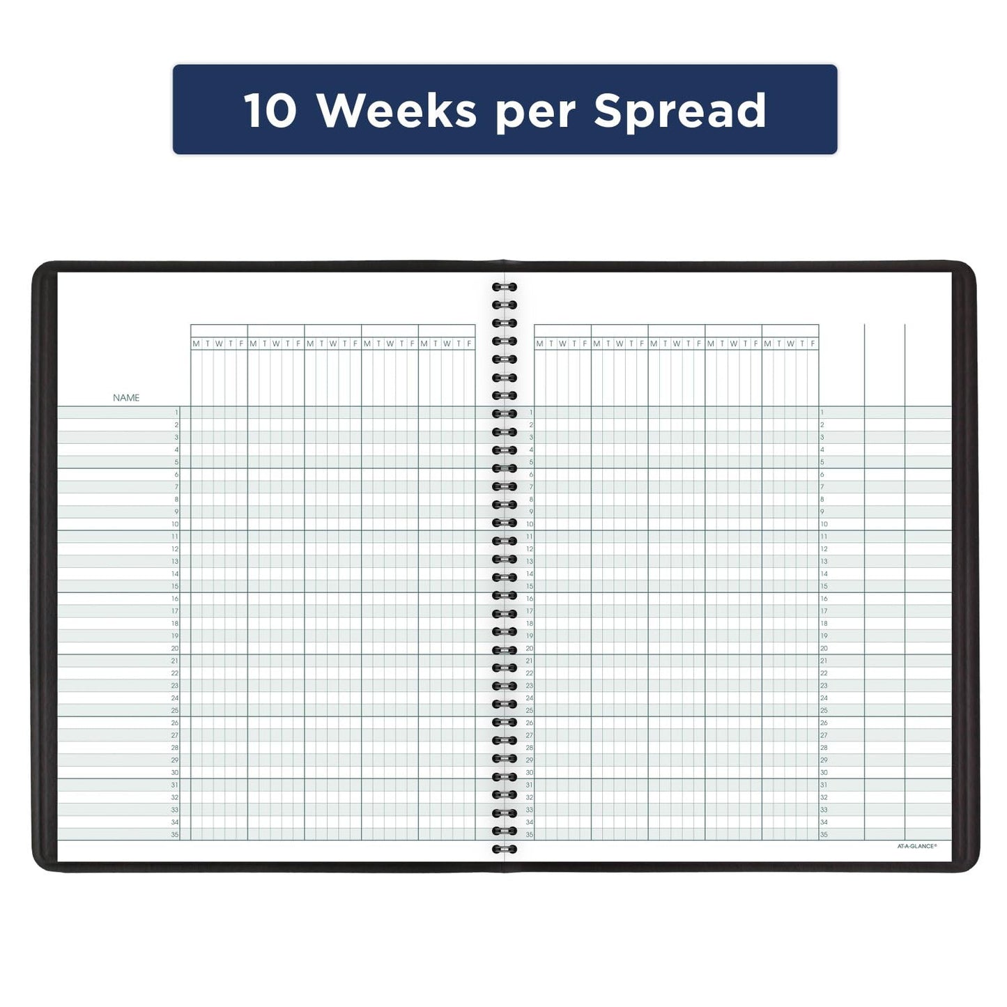 AT-A-GLANCE Undated Class Record Book, 8-1/4" x 11", 10 Weeks, 35 Students, Black (8015005)