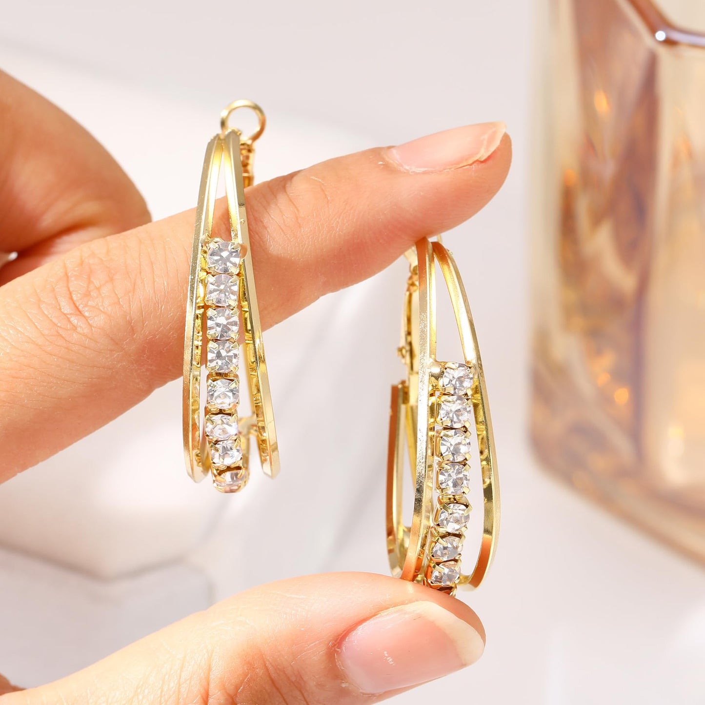 2 Pairs Lymphatic Drainage Slimming Hoop Earrings, Lymphvity Activity Germanium Acupuncture Therapy Hoop Earrings Fashion Jewelry Gift For Women Men (gold+gold)
