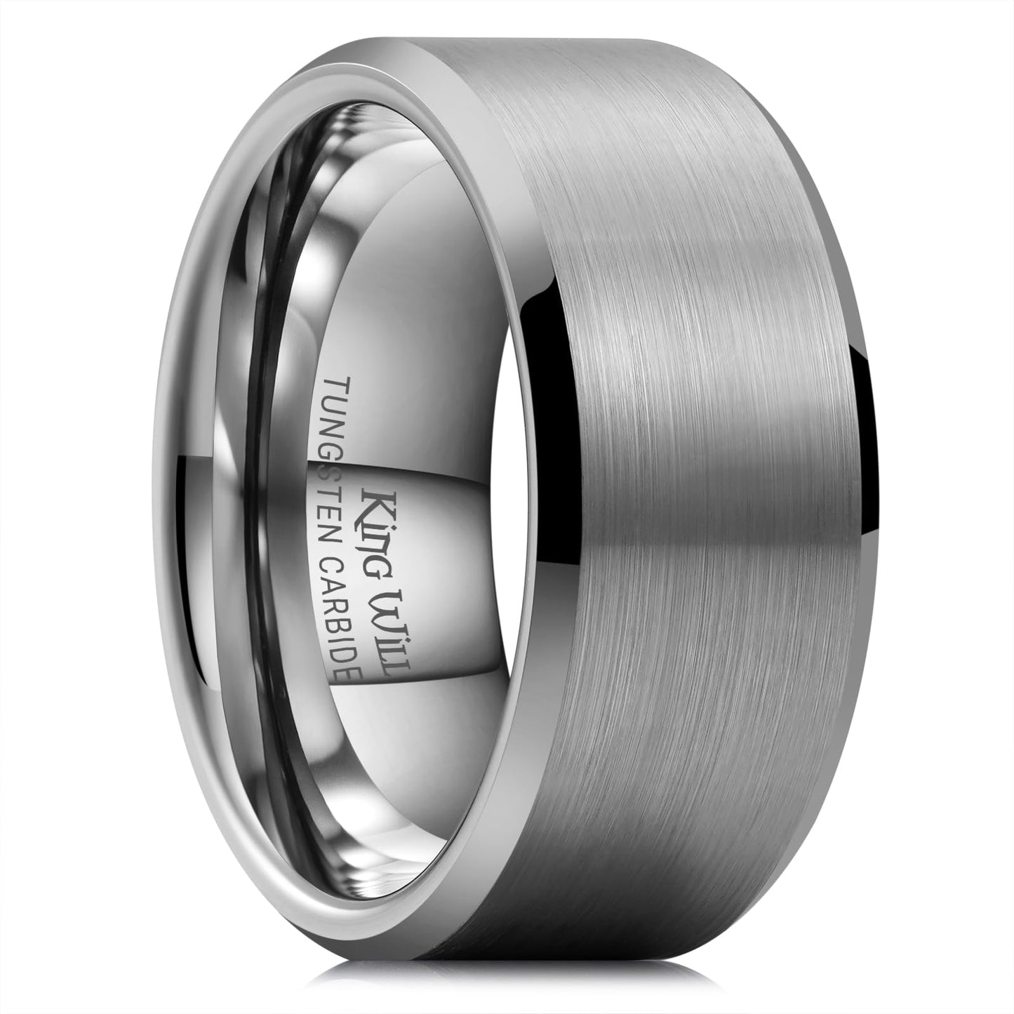 King Will 10mm Tungsten Wedding Band for Men - Gunmetal, Comfort Fit, Size 8
