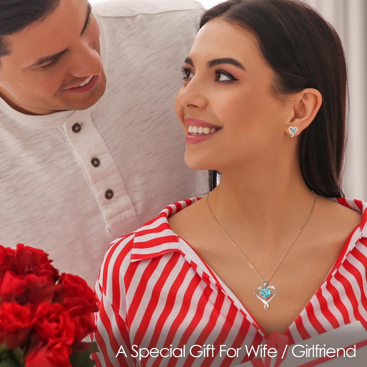 Zifeel Earrings for Women, 925 Sterling Silver Birthstone Heart Studs Earring for Girlfriend Wife, Anniversary Birthday Christmas Valentines Mother’s Day Gifts Jewelry for Women Wife Her Mom