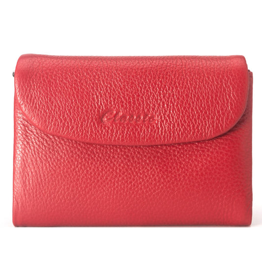 DAMAIKE Wallet for Women [Genuine Leather] [Magnetic Closure], Large Capacity Female Ladies Bifold Wallet Card Holder, ID Window, Zipper Coin Pockets (Red)