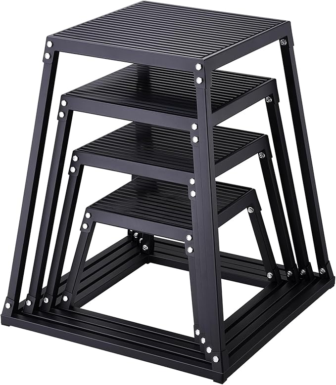 VEVOR Plyometric Jump Box, 18 Inch Plyo Box, Steel Plyometric Platform and Jumping Agility Box, Anti-Slip Fitness Exercise Step Up Box for Home Gym Training, Conditioning Strength Training
