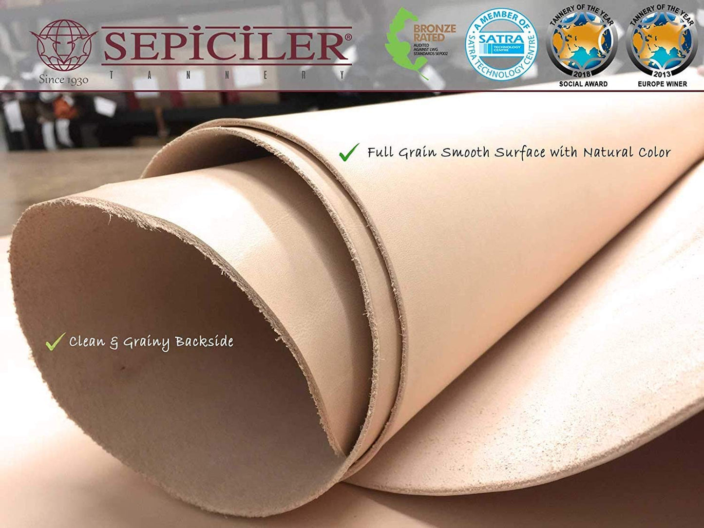 Sepici Premium Import Tooling Leather 8-9 oz Pre-Cut – Full Grain Veg Tan Cowhide for Carving, Stamping, Wet Molding & Leather Crafts, Vegetable Tanned, 2.5-4 SQFT