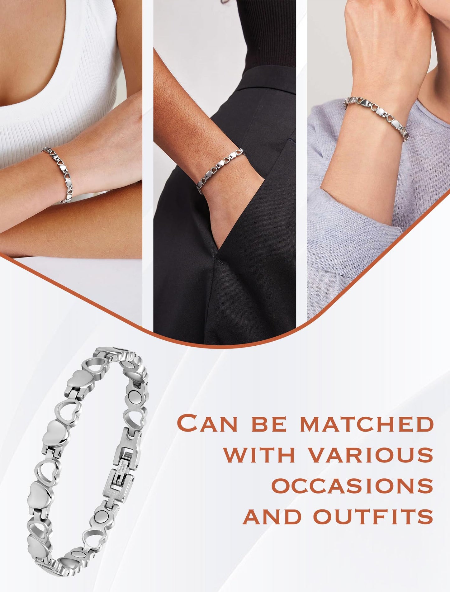 Jecanori Ultra Strength Magnetic Bracelet for Women, Titanium Steel Bracelet with 3500 Gauss Magnets, Ideal Gift