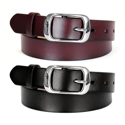 West Leathers [2 Pack Leather Belt Women-Womens Leather Belt with Pin Buckle-Belts for Women for Jeans, Pants, Dresses (XXX-Large: 47"-50")