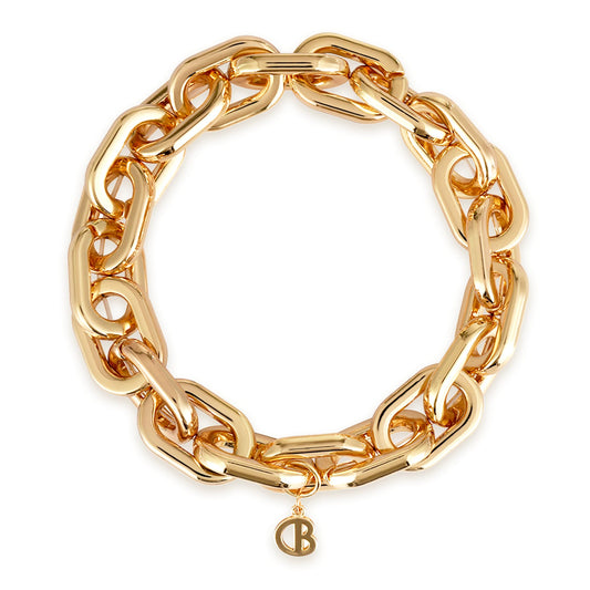 COBI Chunky Bracelets for Women, Paperclip Bracelets, Coffee Bean Chunky Link Bracelet, 18K Gold & Sterling Silver Plated, Stackable Thick Large Punk Jewelry 6.5 Inches-Thick Paperclip Gold