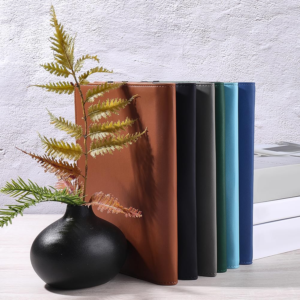 CRASPIRE A5 Leather Book Sleeve with Card Slots Waterproof Notebook Cover Tan PU Envelope Folder Business Briefcase Reusable Leather Portfolio Organizer for Book Lover Classmate Gifts