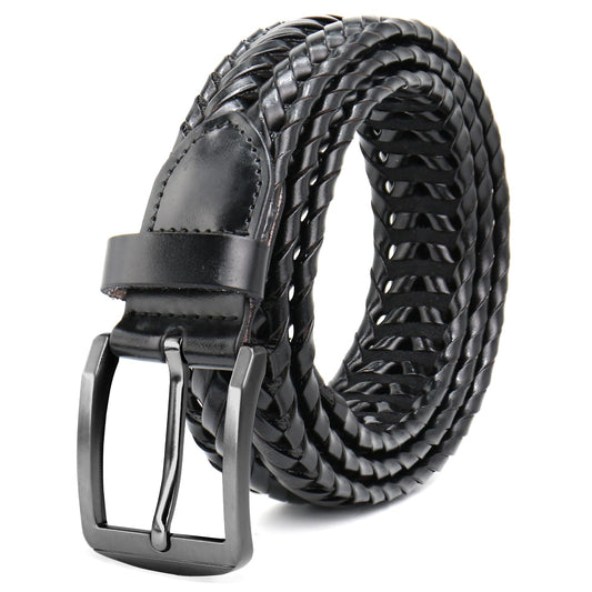 CHXRRPGC Mens Braided Leather Belt Everyday Casual Woven Belts for Men Fit Casual Golf Pants Jeans