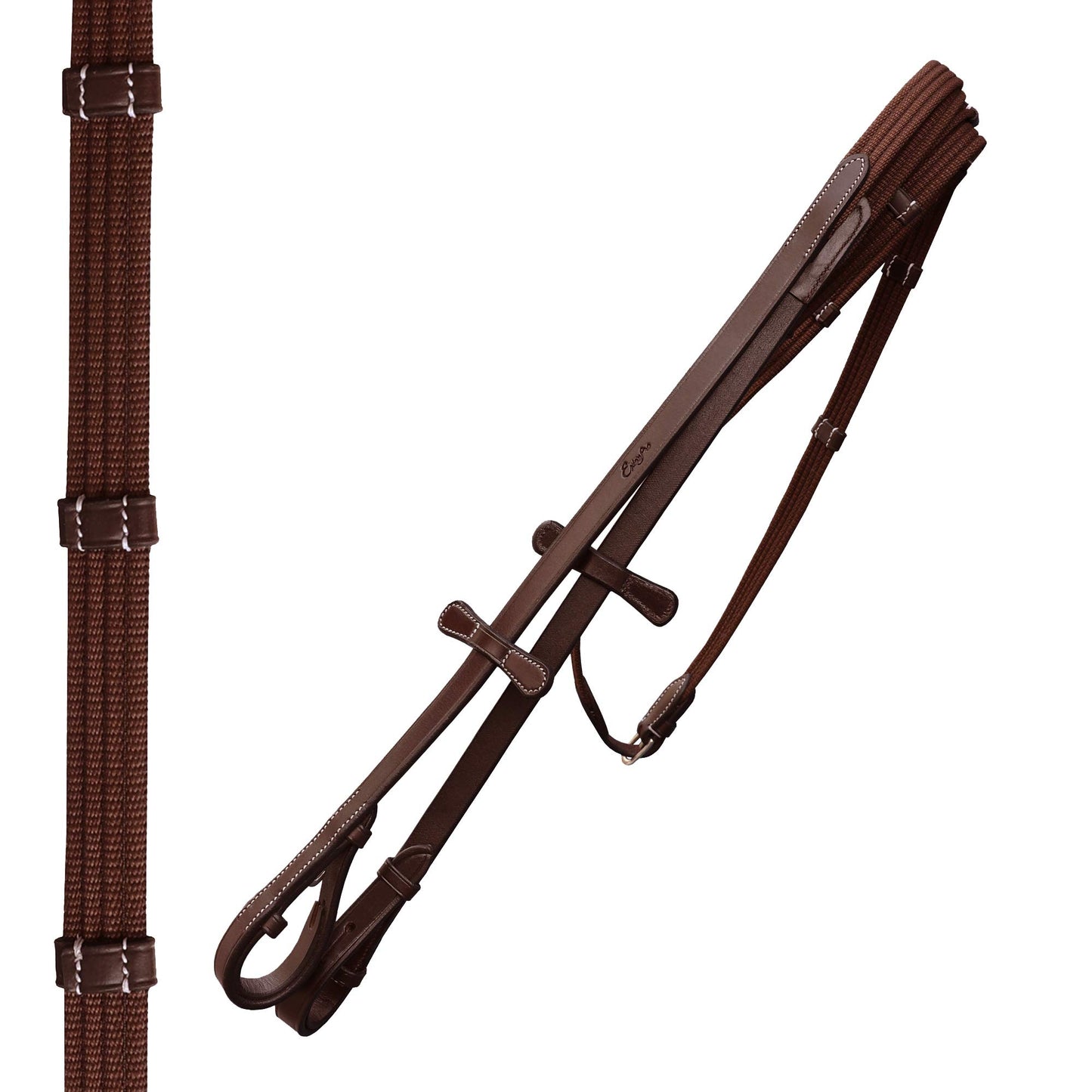 Exion Dressage Bridle with Anatomic Mono Crownpiece, Crank Noseband, Browband and Hand Stopper Reins for Horses