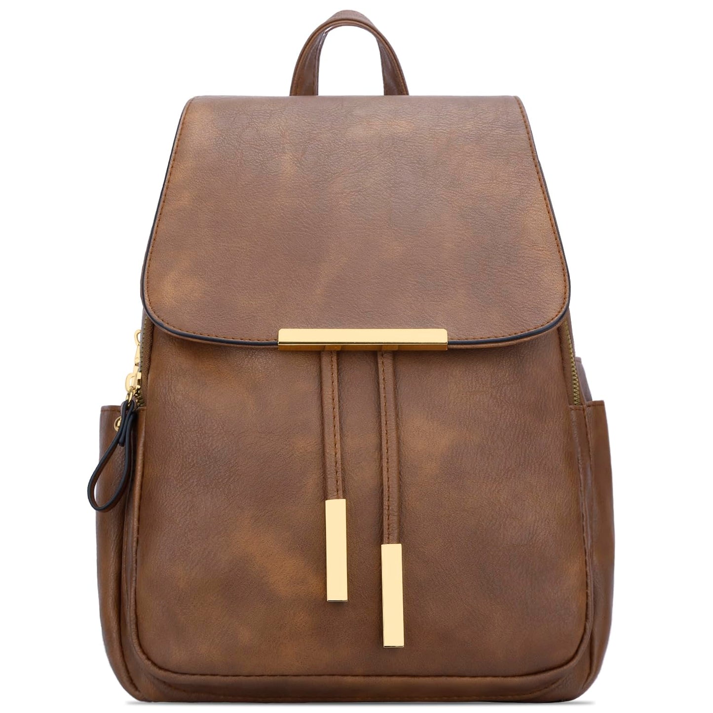 KKXIU Trendy Vegan Leather Backpack Purse for Women and Ladies Shoulder Travel Daypacks Bags (Z-Brown)