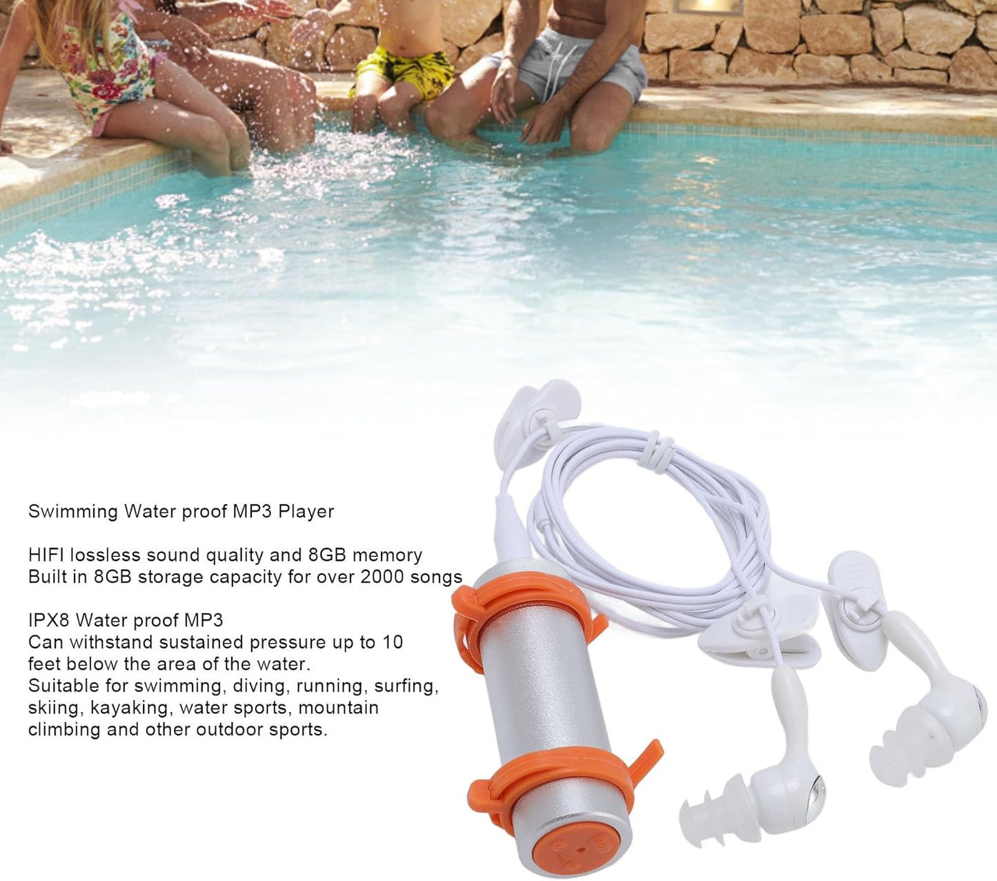 MP3 8GB Swimming Swimming, Gugxiom Water Proof Player, HiFi Lossless Sound Music Player, Aluminum Shell Underwater